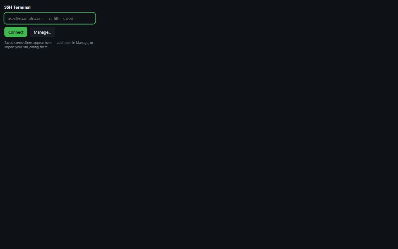 The extension popup, with a field for the destination and a Connect button